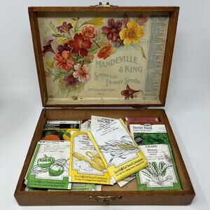 Vintage Mandeville & King Co Superior Flower Seeds Wood Advertising Display Box